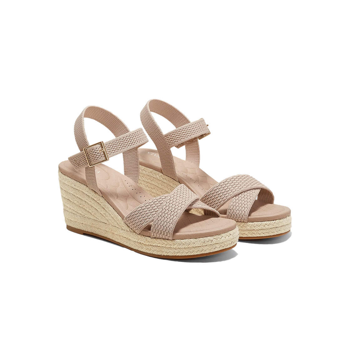 Espadrille wedge sandals on a white background